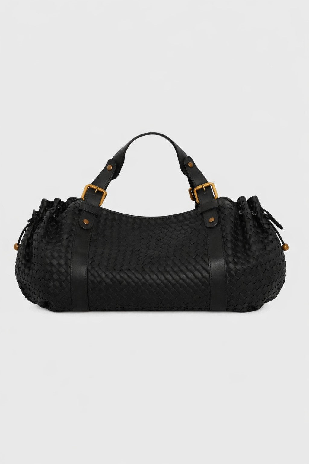 Womens Retro Pleated Leather Tote Bag