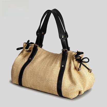 Womens Retro Pleated Leather Tote Bag