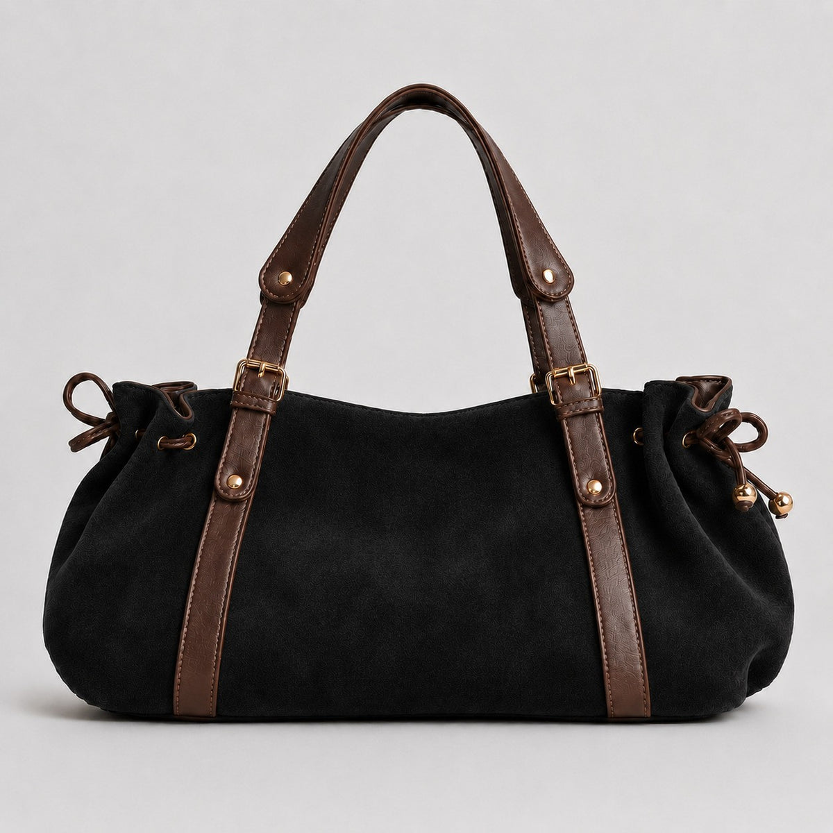 Womens Retro Pleated Leather Tote Bag