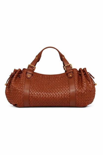 Womens Retro Pleated Leather Tote Bag